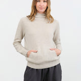 Evam Eva Apparel Womens Sweaters Seamless Cashmere Parka in Light Gray