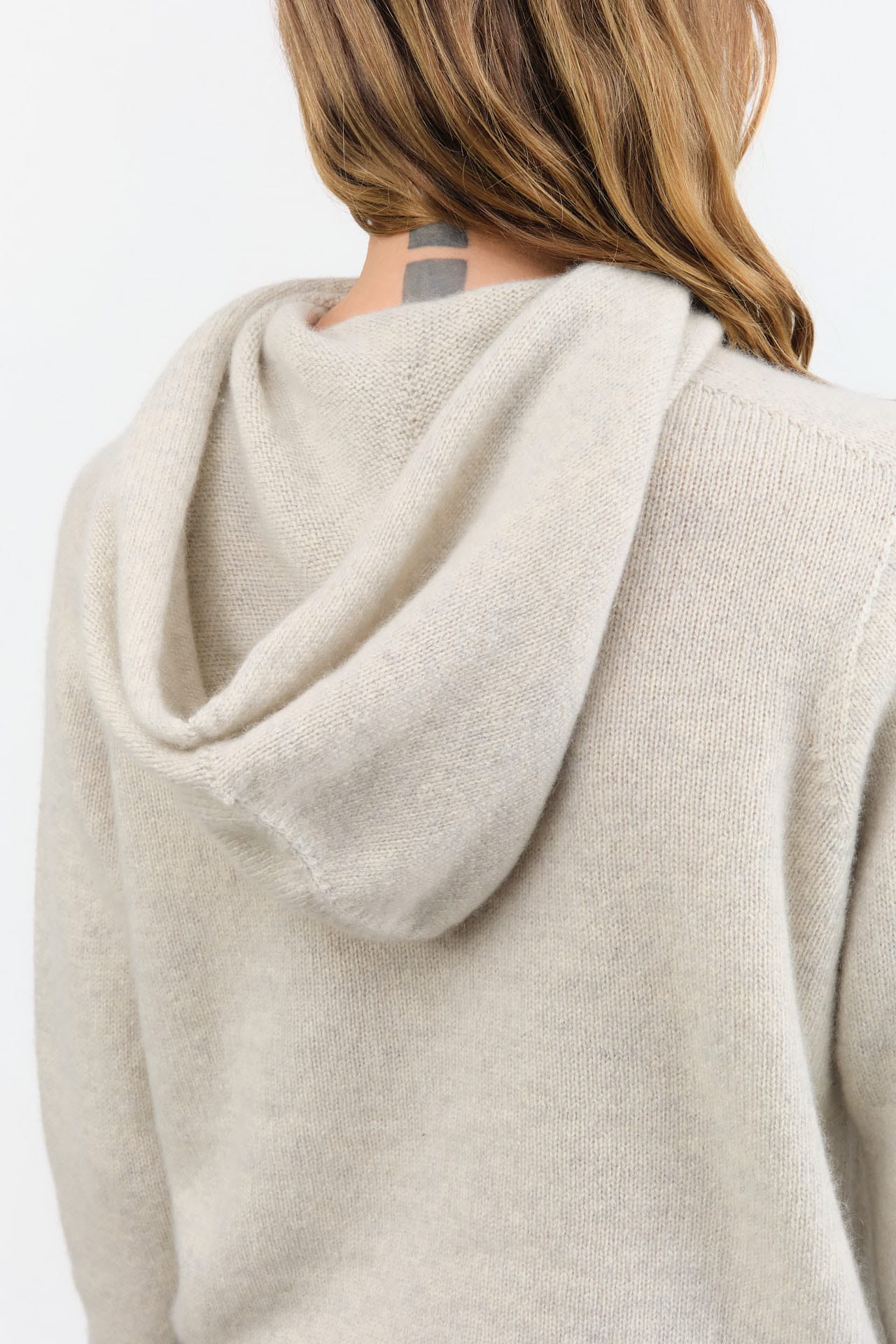 Evam Eva Apparel Womens Sweaters Seamless Cashmere Parka in Light Gray