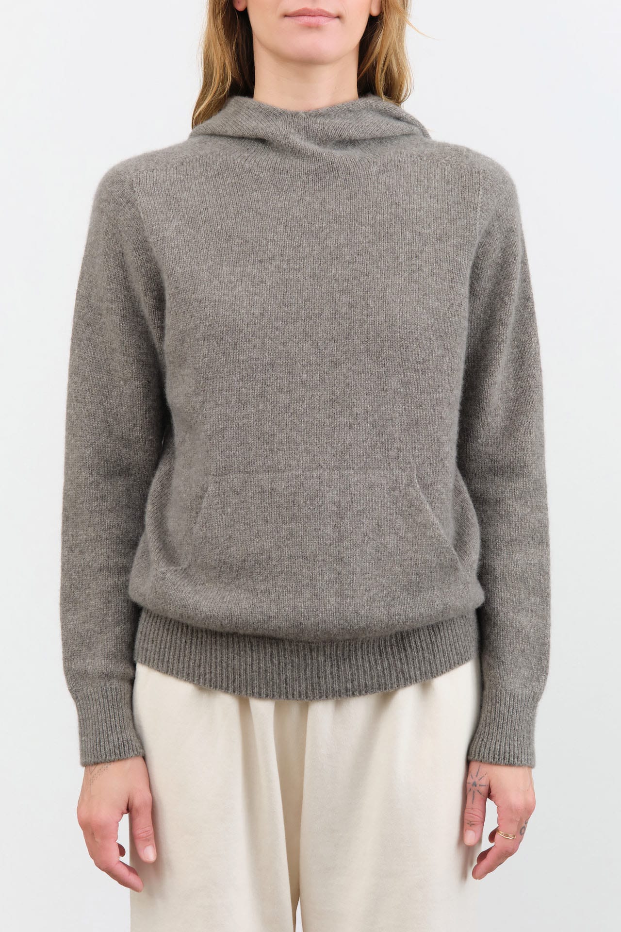 Evam Eva Apparel Womens Sweaters Seamless Cashmere Parka in Mocha