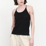 Styled Washable Linen Camisole in Black