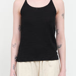 Front view of Washable Linen Camisole in Black