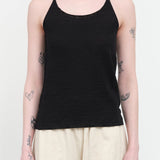 Front view of Washable Linen Camisole in Black