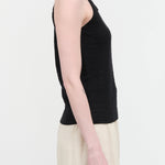 Side view of Washable Linen Camisole in Black