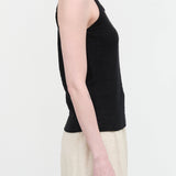 Side view of Washable Linen Camisole in Black