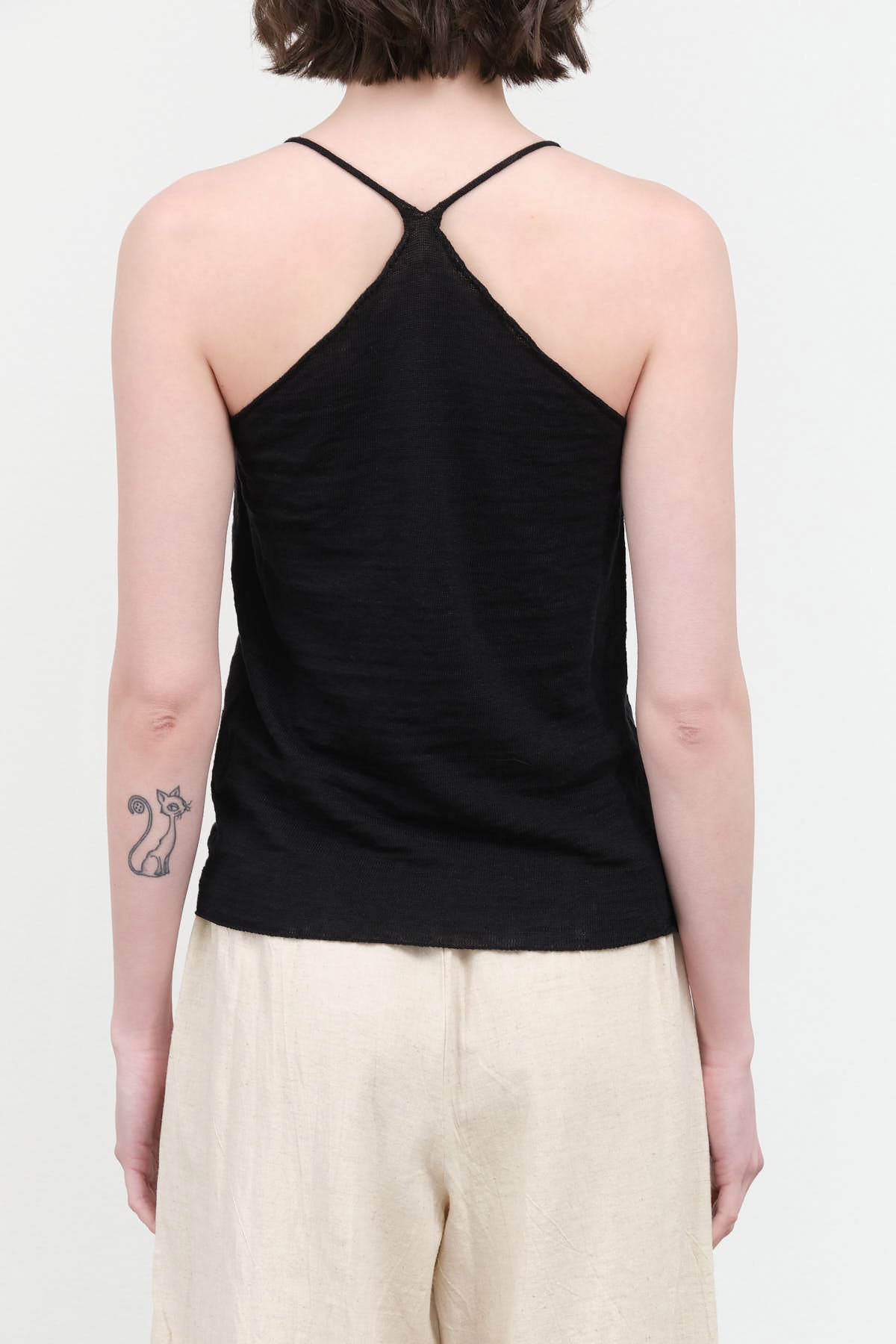 Back view of Washable Linen Camisole in Black