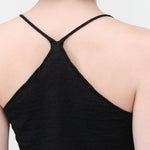 Racerback view of Washable Linen Camisole in Black