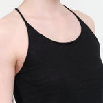 Collar view of Washable Linen Camisole in Black