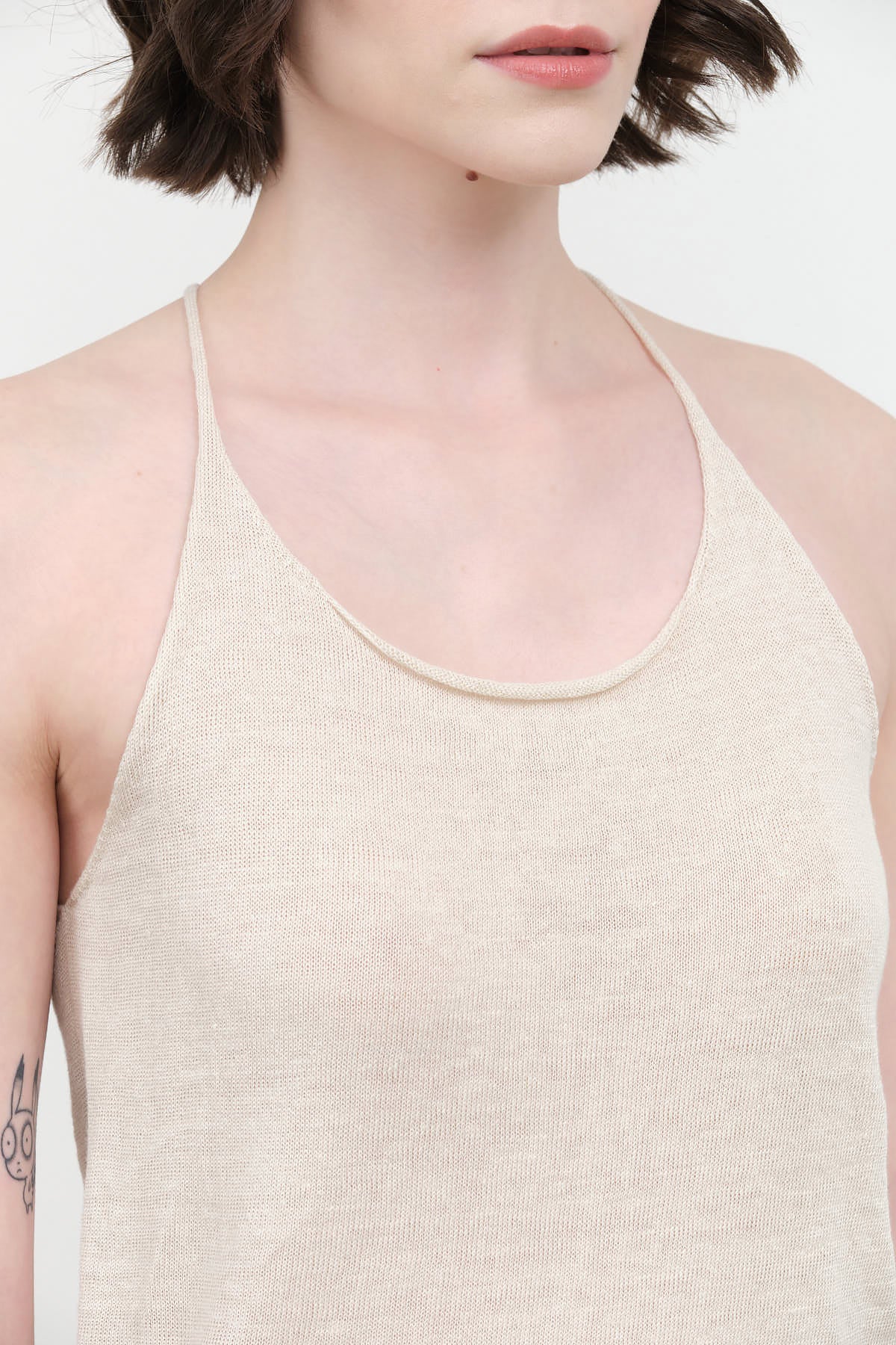 Collar of Washable Linen Camisole in Ivory