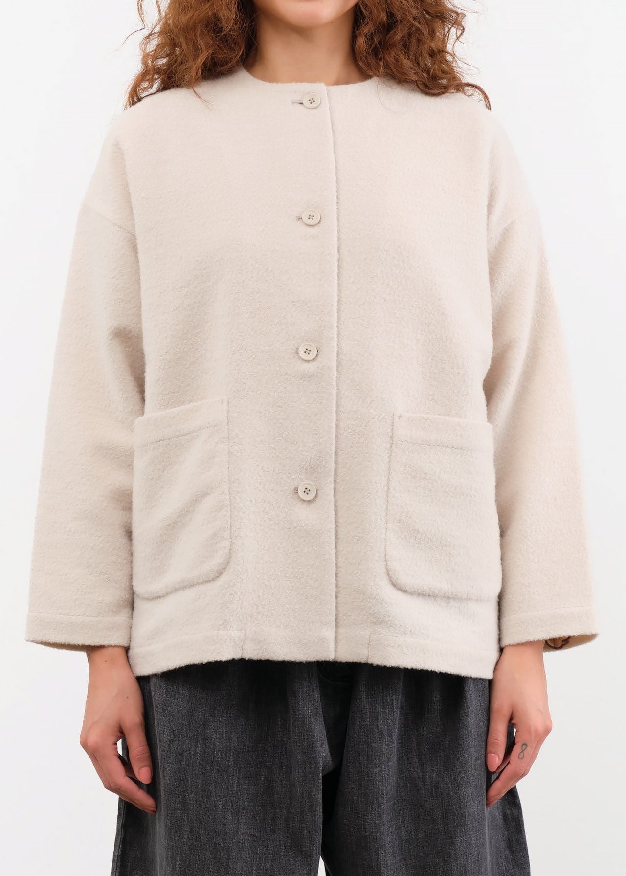 Evam Eva Apparel Womens Jackets Wool Boucle Jacket