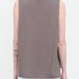 Back view of Wool Lily Vest in Otter Gray