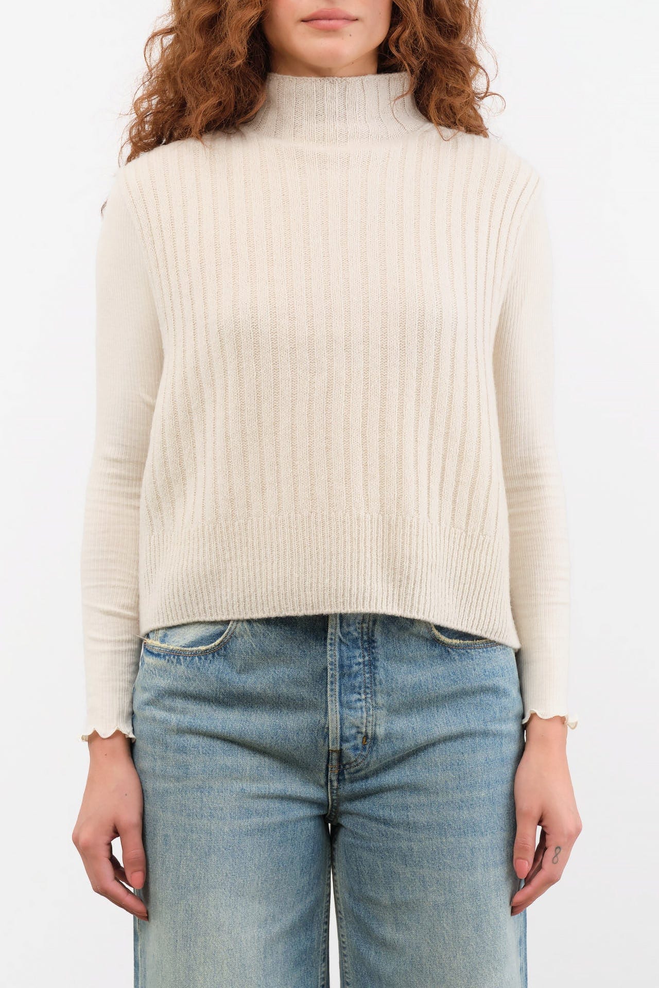 Evam Eva Apparel Womens Sweaters Wool Silk Vest Ivory / One Size