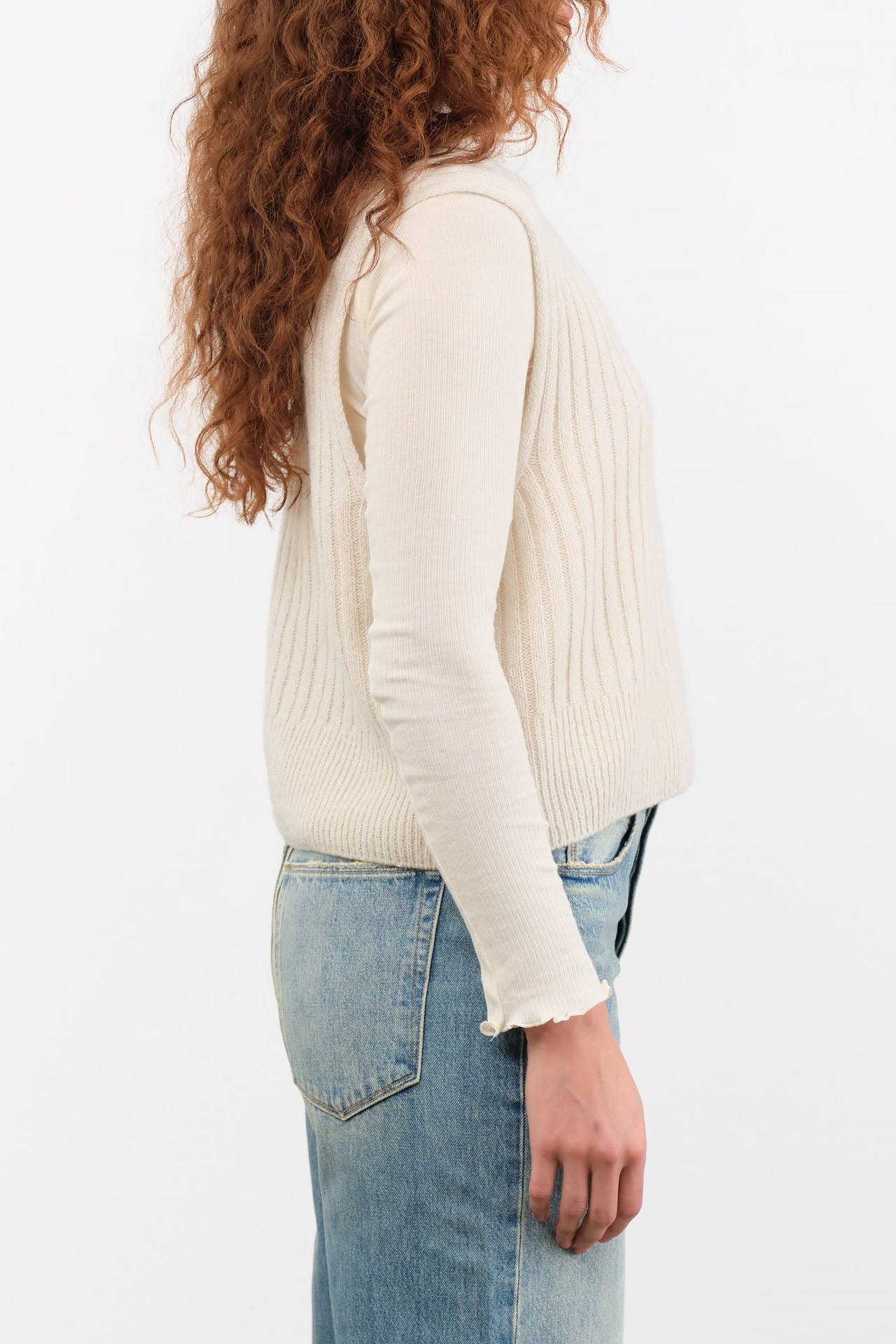 Evam Eva Apparel Womens Sweaters Wool Silk Vest Ivory / One Size
