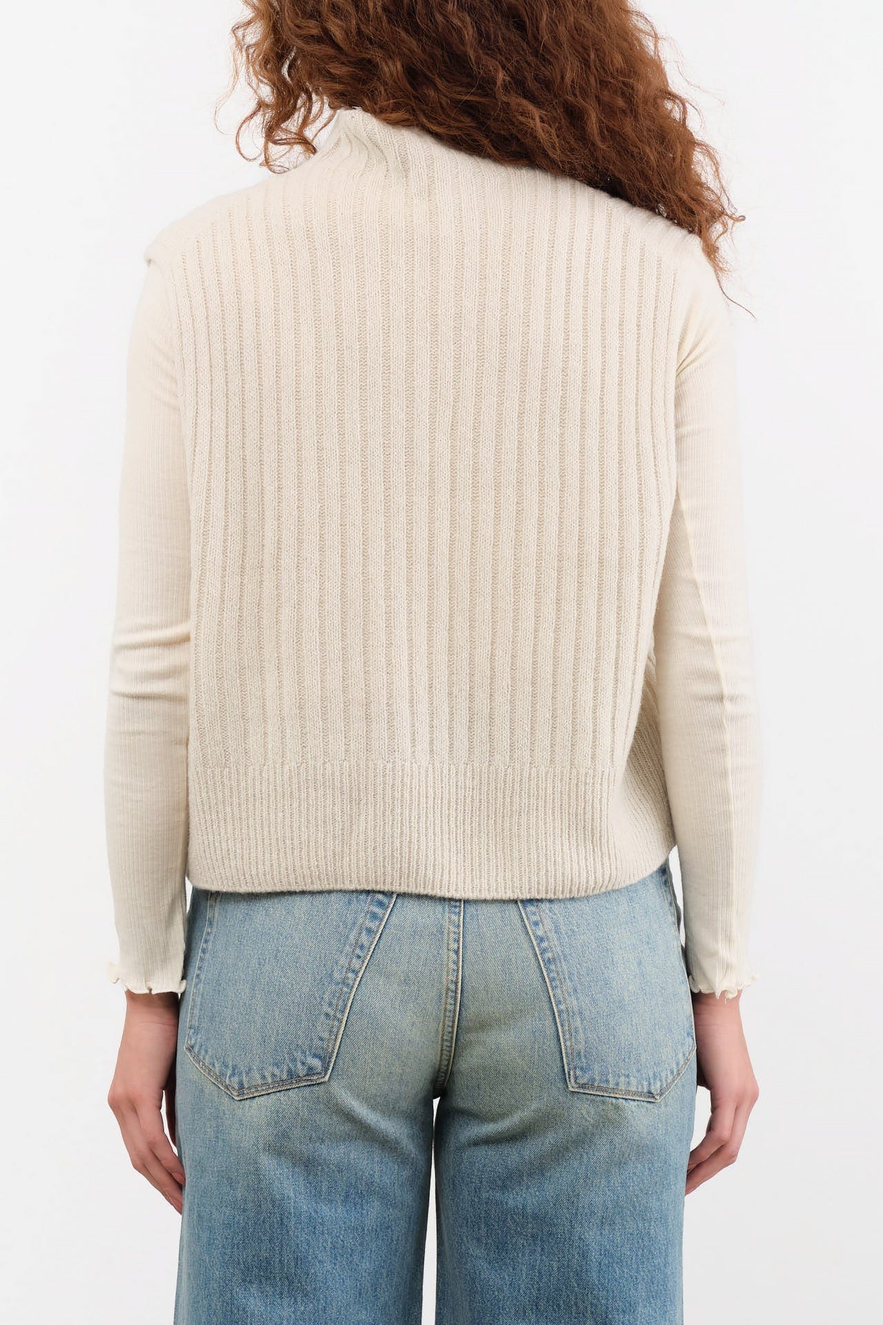 Evam Eva Apparel Womens Sweaters Wool Silk Vest Ivory / One Size