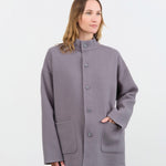 Evam Eva Apparel Womens Jackets Wool Stand Collar Jacket Blue Gray / One Size