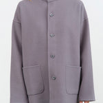 Evam Eva Apparel Womens Jackets Wool Stand Collar Jacket Blue Gray / One Size