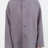 Evam Eva Apparel Womens Jackets Wool Stand Collar Jacket Blue Gray / One Size