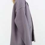 Evam Eva Apparel Womens Jackets Wool Stand Collar Jacket Blue Gray / One Size