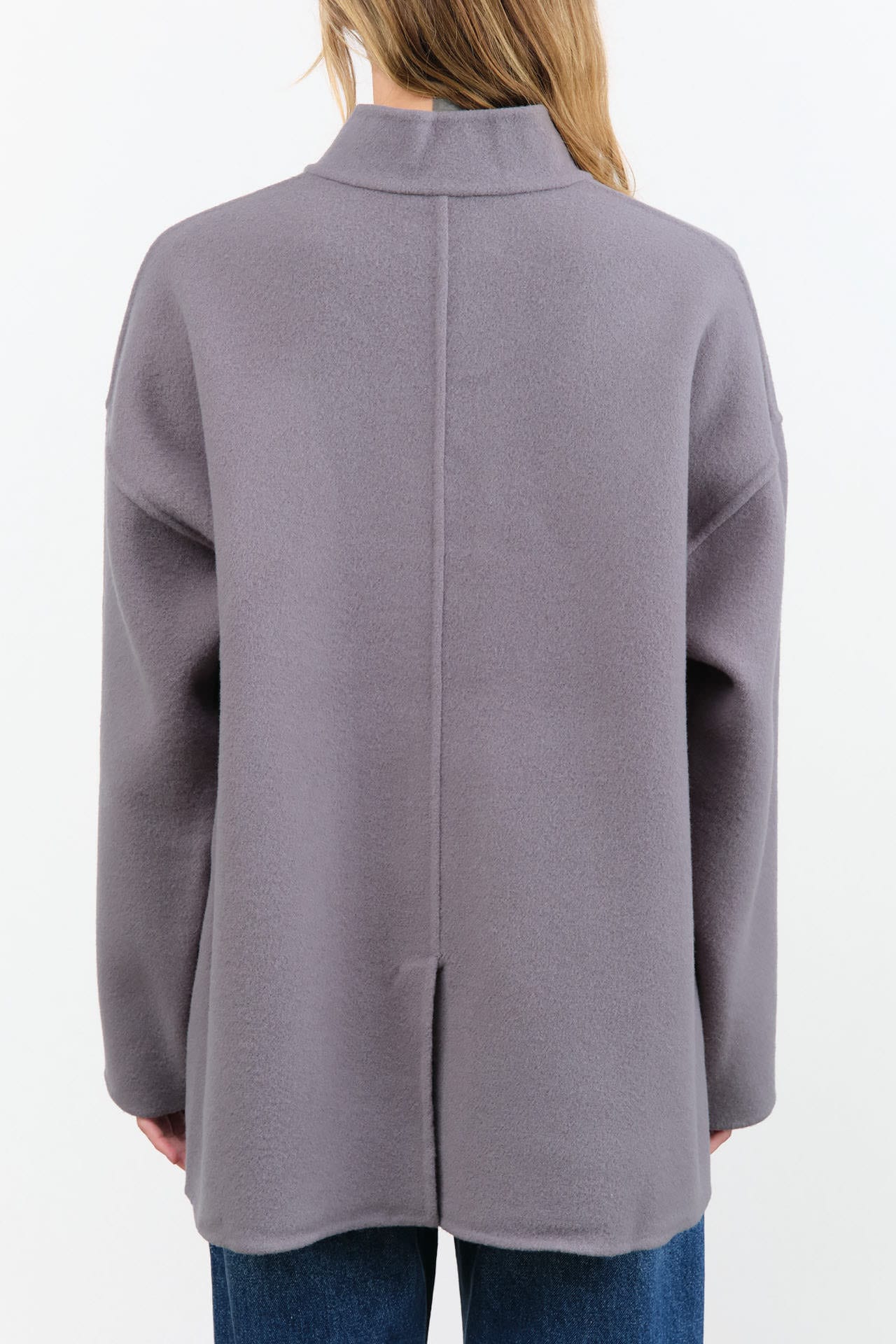 Evam Eva Apparel Womens Jackets Wool Stand Collar Jacket Blue Gray / One Size