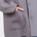 Evam Eva Apparel Womens Jackets Wool Stand Collar Jacket Blue Gray / One Size