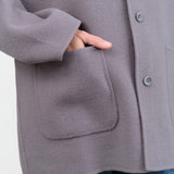 Evam Eva Apparel Womens Jackets Wool Stand Collar Jacket Blue Gray / One Size
