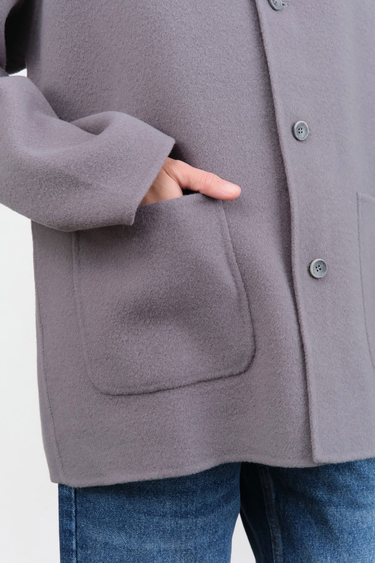 Evam Eva Apparel Womens Jackets Wool Stand Collar Jacket Blue Gray / One Size