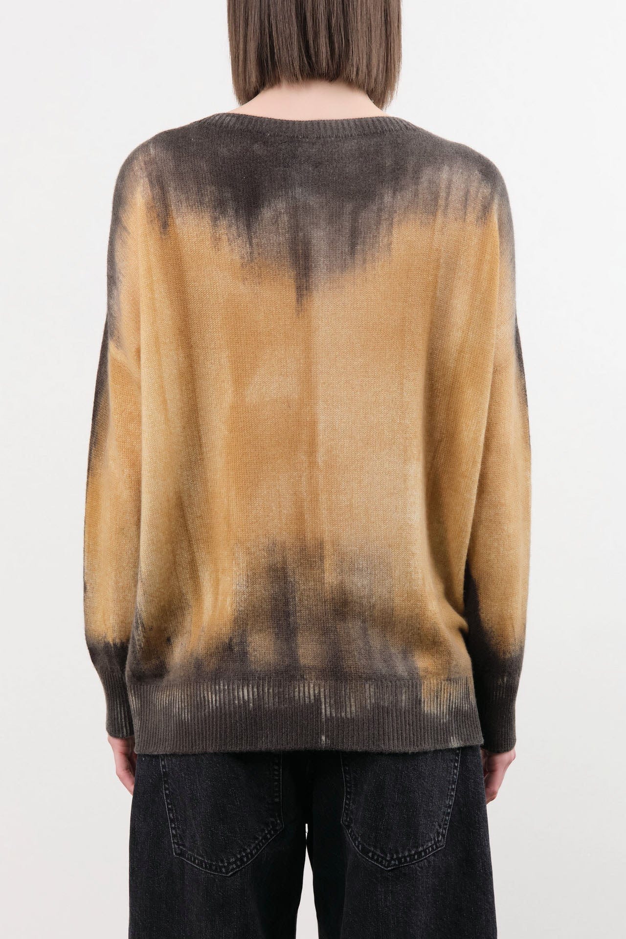 F Cashmere Apparel Womens Sweaters Bruco Painted Cashmere Crew Sweater