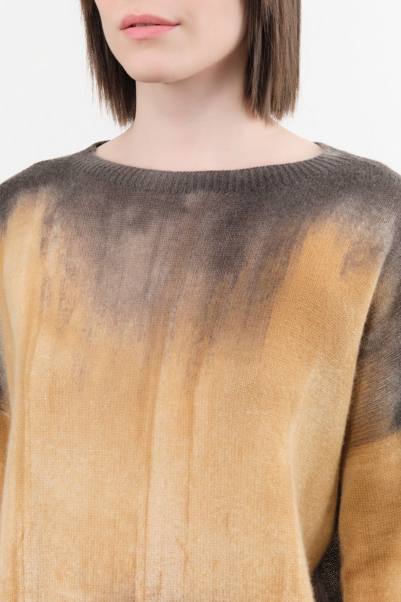 F Cashmere Apparel Womens Sweaters Bruco Painted Cashmere Crew Sweater