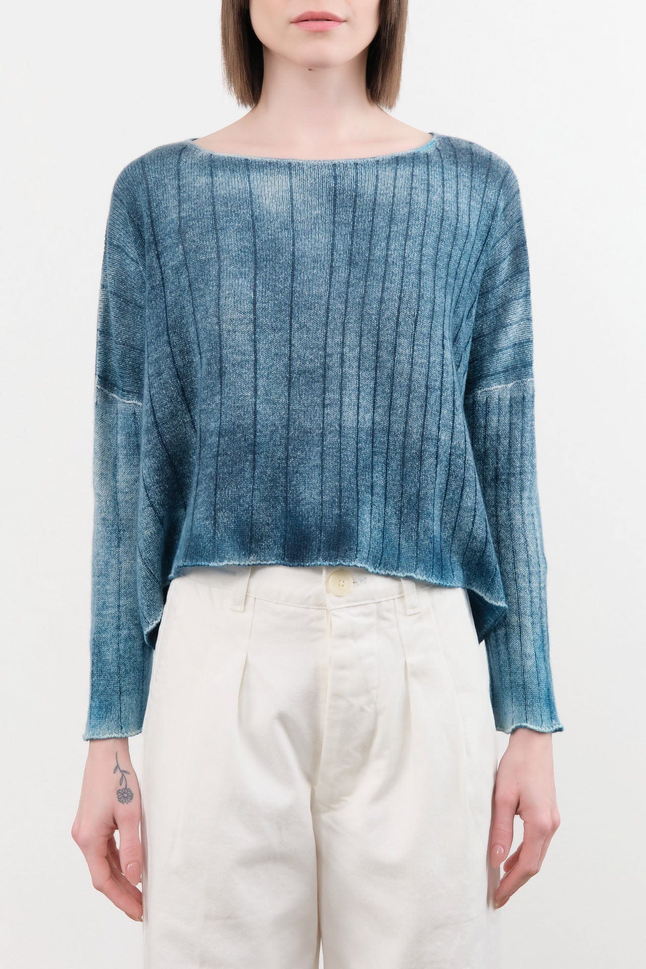 F Cashmere Apparel Womens Sweaters Eva Lightweight Cashmere Pullover in Blue