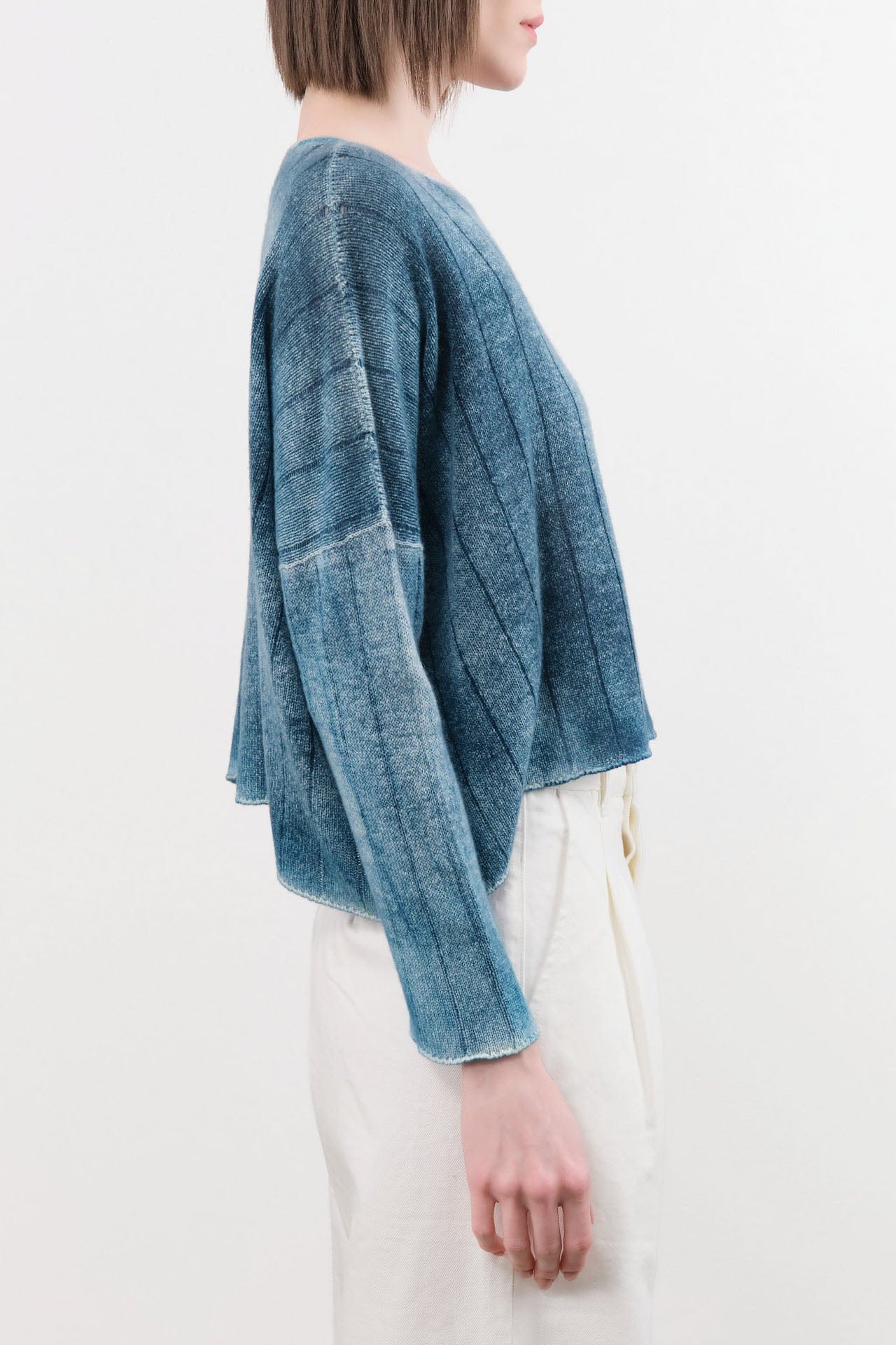 F Cashmere Apparel Womens Sweaters Eva Lightweight Cashmere Pullover in Blue