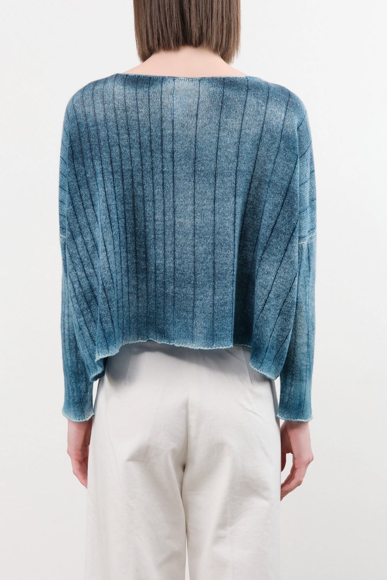 F Cashmere Apparel Womens Sweaters Eva Lightweight Cashmere Pullover in Blue