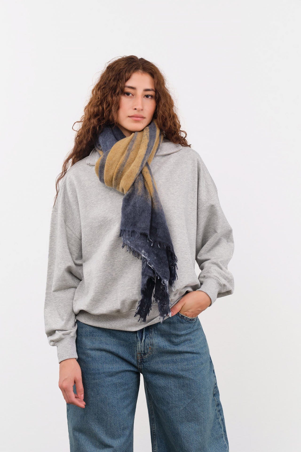 F Cashmere Accessories Scarves Felt Shawl in Blue Blue / One Size
