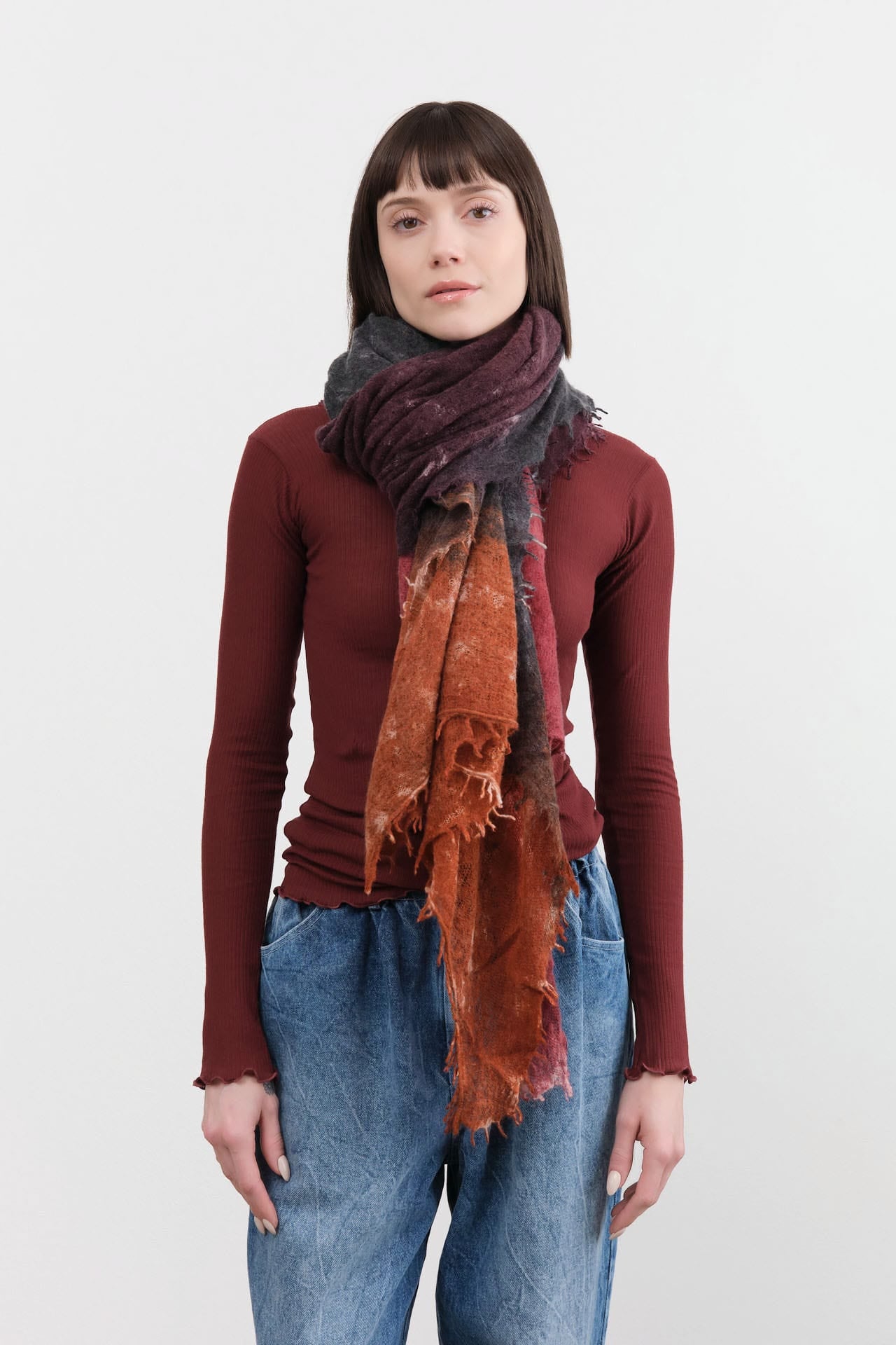 F Cashmere Accessories Scarves Felt Shawl in Reds Reds