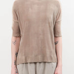 F Cashmere Apparel Womens Blouses Forbicine Linen T-Shirt in Beige