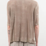 F Cashmere Apparel Womens Blouses Forbicine Linen T-Shirt in Beige
