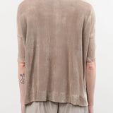 F Cashmere Apparel Womens Blouses Forbicine Linen T-Shirt in Beige