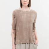 F Cashmere Apparel Womens Blouses Forbicine Linen T-Shirt in Beige