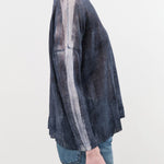 F Cashmere Apparel Womens Blouses Forbicine Long Sleeve Linen T-Shirt in Blue