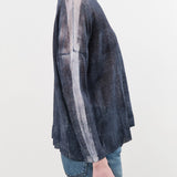 F Cashmere Apparel Womens Blouses Forbicine Long Sleeve Linen T-Shirt in Blue