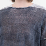 F Cashmere Apparel Womens Blouses Forbicine Long Sleeve Linen T-Shirt in Blue