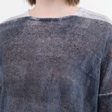 F Cashmere Apparel Womens Blouses Forbicine Long Sleeve Linen T-Shirt in Blue