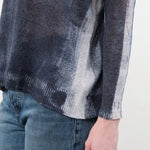 F Cashmere Apparel Womens Blouses Forbicine Long Sleeve Linen T-Shirt in Blue