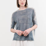 F Cashmere Apparel Womens Blouses Forbicine Linen T-Shirt in Blue