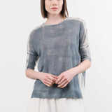 F Cashmere Apparel Womens Blouses Forbicine Linen T-Shirt in Blue