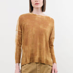 F Cashmere Apparel Womens Blouses Forbicine Long Sleeve Linen T-Shirt in Copper