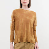 F Cashmere Apparel Womens Blouses Forbicine Long Sleeve Linen T-Shirt in Copper