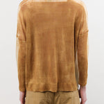 F Cashmere Apparel Womens Blouses Forbicine Long Sleeve Linen T-Shirt in Copper