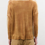 F Cashmere Apparel Womens Blouses Forbicine Long Sleeve Linen T-Shirt in Copper