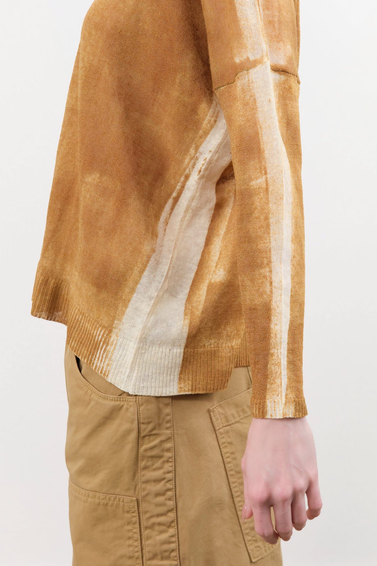 F Cashmere Apparel Womens Blouses Forbicine Long Sleeve Linen T-Shirt in Copper