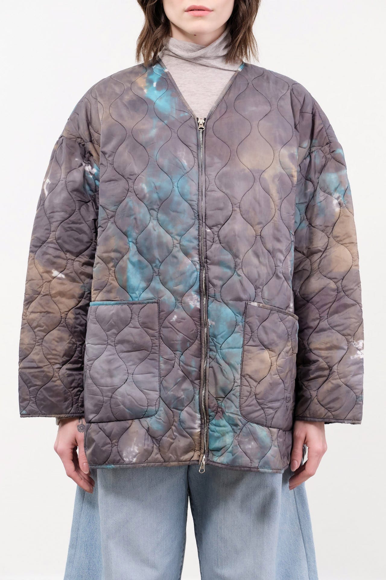 F Cashmere Apparel Womens Outerwear Kat Jacket in Blue/Grey
