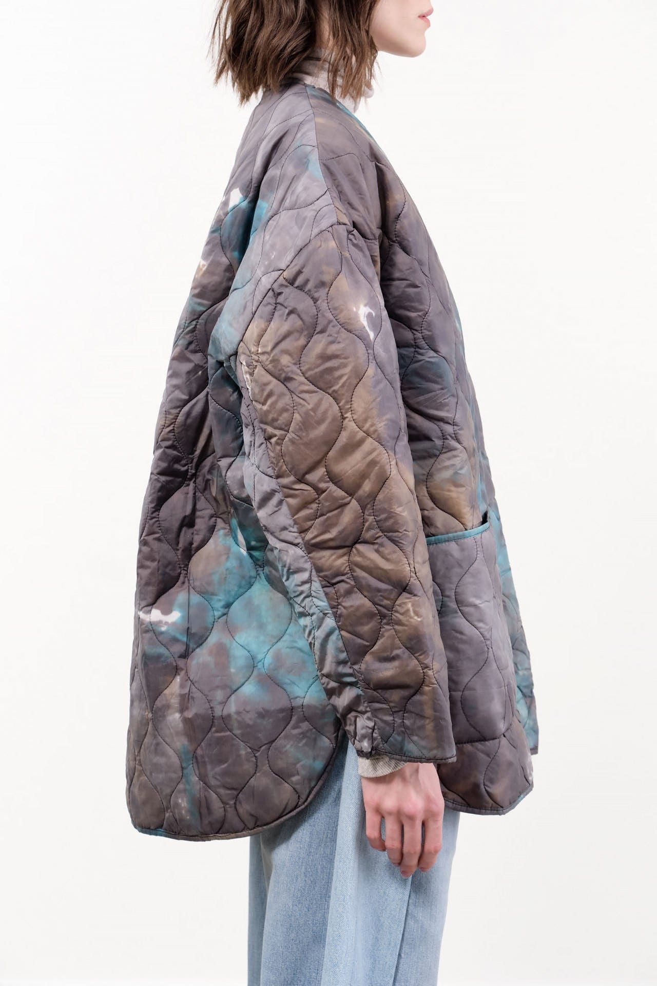 F Cashmere Apparel Womens Outerwear Kat Jacket in Blue/Grey